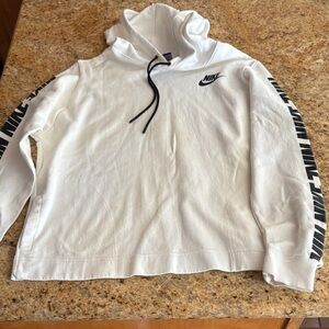 Nike Men's White Hoodie with Black Accents